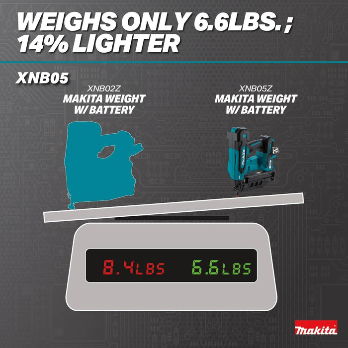 Makita XNB05Z 18V LXT Lithium-Ion Brushless Cordless 2-1/2" Straight Finish Nailer, 16 Ga. (Tool Only)