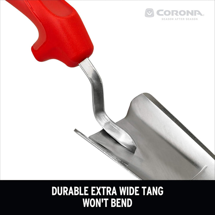 Corona CT3314 Premium Stainless Steel ComfortGEL Garden Trowel, 13.5" Overall Length, Handle Length 7", Red