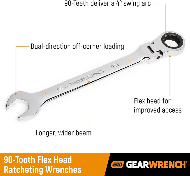 GEARWRENCH 11mm 4 Degree Swing Arch 12 Point Flex Head Ratcheting Combination Wrench - 86711