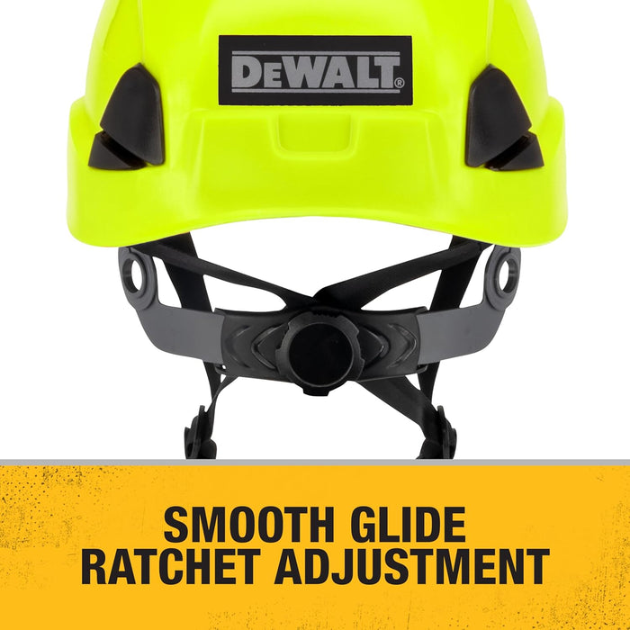 DEWALT DPG22V Hi-Vis Lime Type II Class C 4-Point Ratcheting Vented Safety Helmet