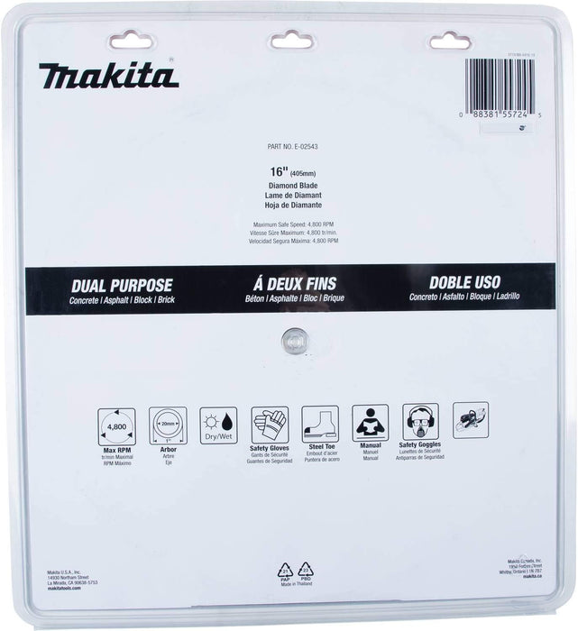 Makita E-02543 16" Diamond Blade, Segmented, Dual Purpose
