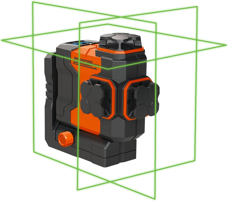 Johnson JLN300-GN3360 Laser Level, Self Leveling, 3x360° Plane Laser with GreenBrite Technology, Magnetic Base, Hard-shell Carry Case, Lithium Ion Battery, Magnetic Target, Track Mount