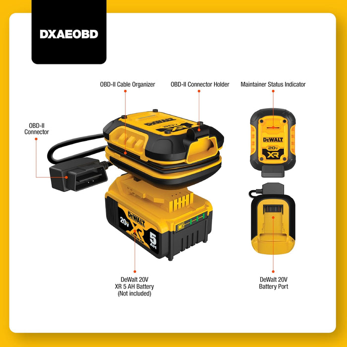 DEWALT DXAEOBD Professional 1 Amp Battery Maintainer for Use with 20V Lithium Battery Pack