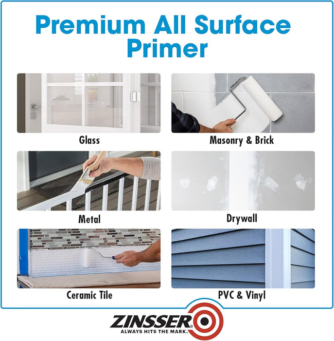 Zinsser 2000 Bulls Eye 1-2-3 Water-Base Primer, 5 Gallon, White, 640 Fl Oz