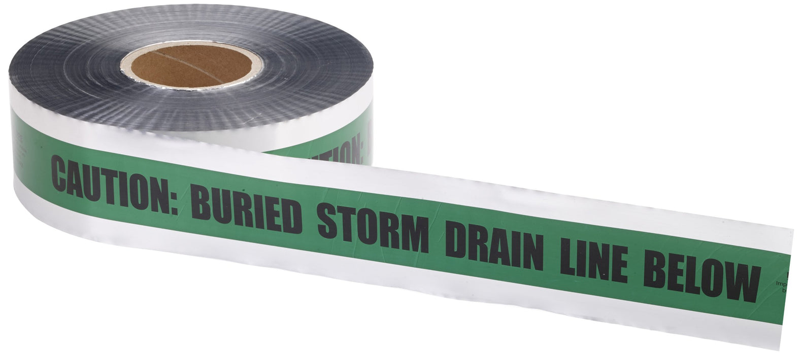 Mutual Industries Underground Storm Drain Detectable Tape, 1000' Length x 3" Width, Green