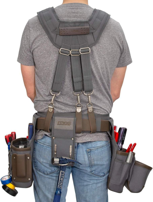 Estwing 94747 13-Pocket Electrician's Tool Rig, Durable Construction, Cooling Mesh-Padded Suspenders, Adjustable Padded Belt, Plentiful Storage