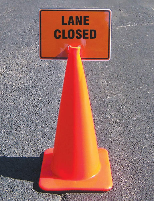 Accuform FBC730 "Lane Closed" Traffic Cone Top, Combine With Orange Cones to Create a Warning Sign, 10" x 14" Plastic Cone Sign, Made in the USA