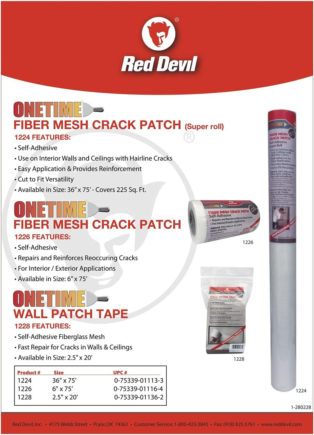 Red Devil 1224 Onetime Fiber Mesh Crack Patch 36