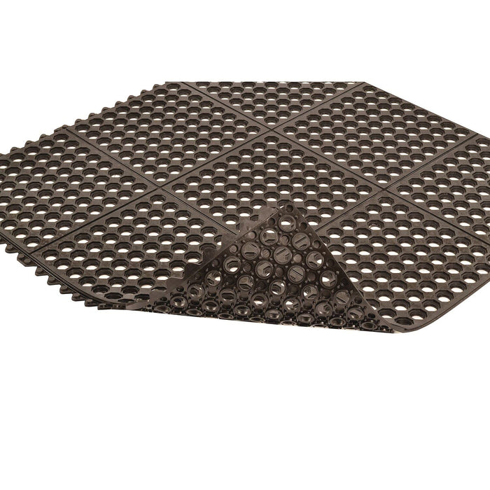 Notrax T32 UltraMat� Lightweight Modular Anti-Fatigue Drainage Mat, 3' X 3' Black