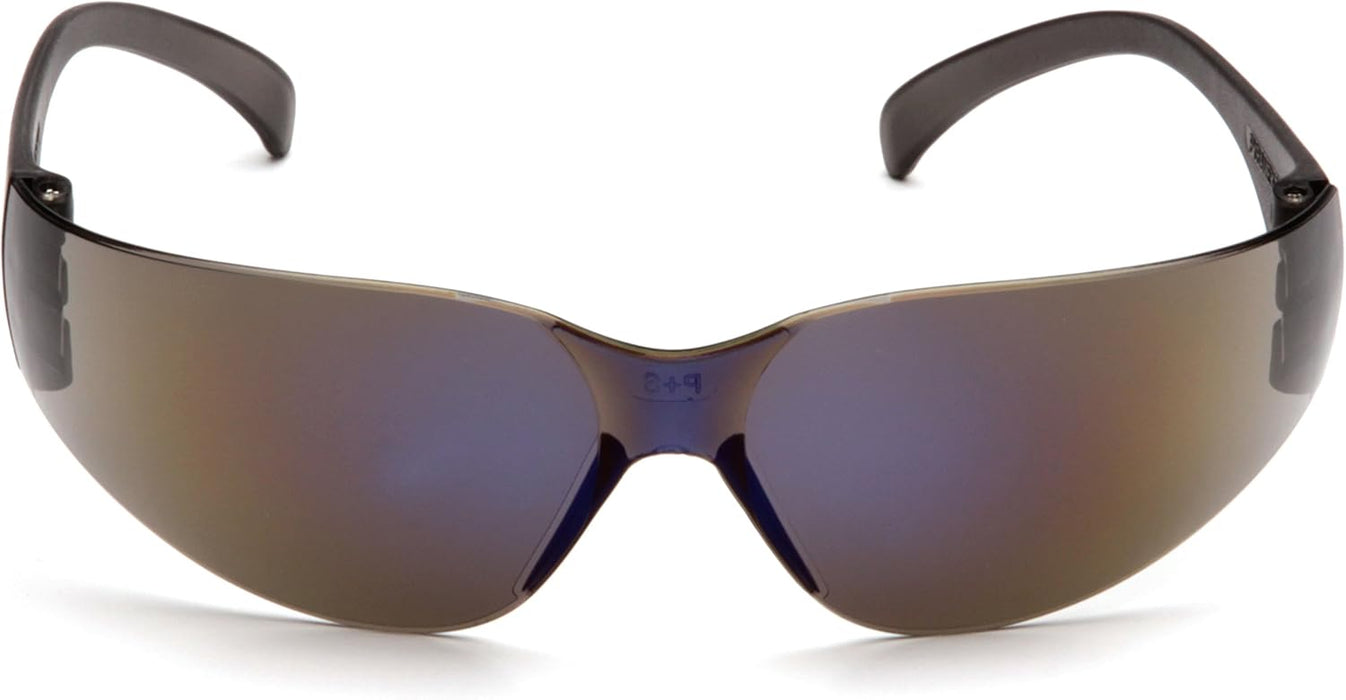 Pyramex S4175S Intruder Safety Eyewear Clear Frame Full Foam Padding Clear Anti-Fog Lens Standard Blue Mirror Lens/Blue Mirror Frame