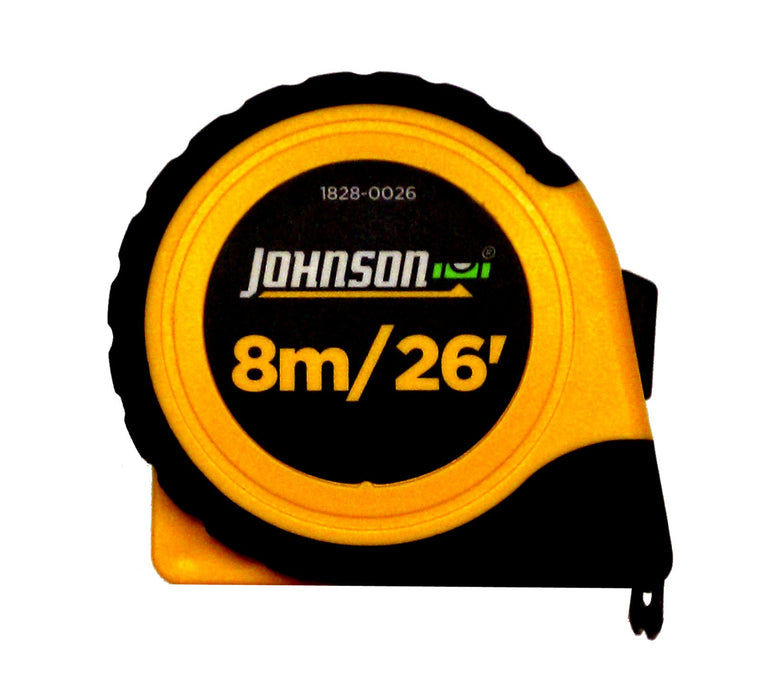 Johnson Level & Tool 1828-0026 Metric/Inch Power Tape, 8m/26', Black/Yellow