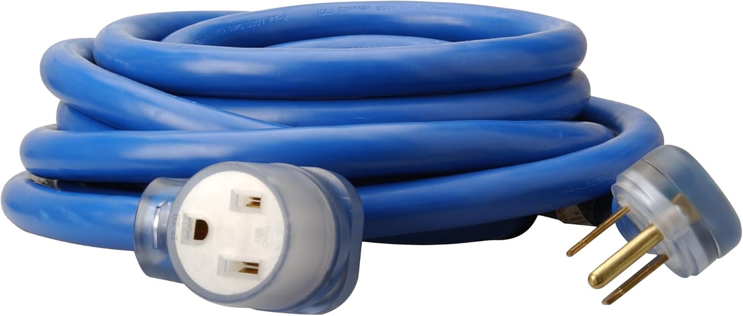 Southwire Extra Heavy Duty Extension Cord, 25Ft, 8 Gauge, 40 AMP, 250 Volt, Welding Cord, STW, Blue - 19178806