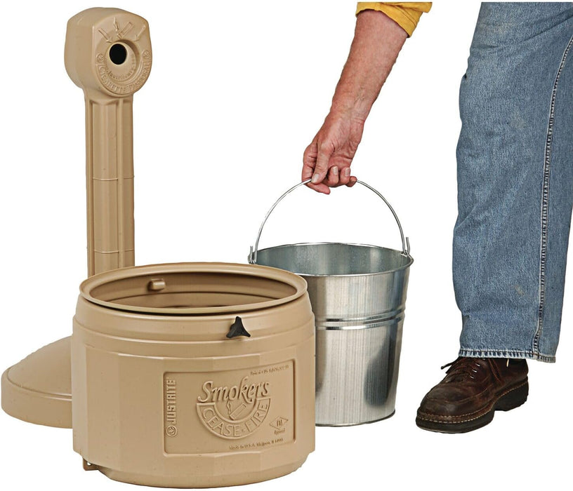 Justrite (26800B) Original Smoker’s Cease-Fire Outdoor Ashtray, Polyethylene Standing Ashtray with Steel Bucket, 4 Gallon, Adobe Beige