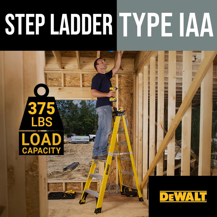 DEWALT DXL3410-10 10-Foot Fiberglass Step Ladder, 375-Pound Load Capacity, Type IAA