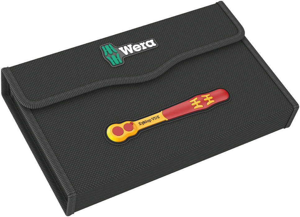 Wera Tools 17 Piece 8100 SB VDE 1 Zyklop Ratchet Set, Insulated, Switch Lever, 3/8" Drive, Metric - 05004970001