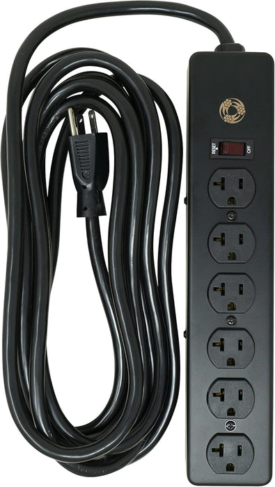 Southwire 5122 20 Amp Rated, 6 Outlet all Metal Power Strip with NEMA 5-20 P&R, 15-foot 12/3 Cord Black 15 ft 6-Outlet 20 Amp