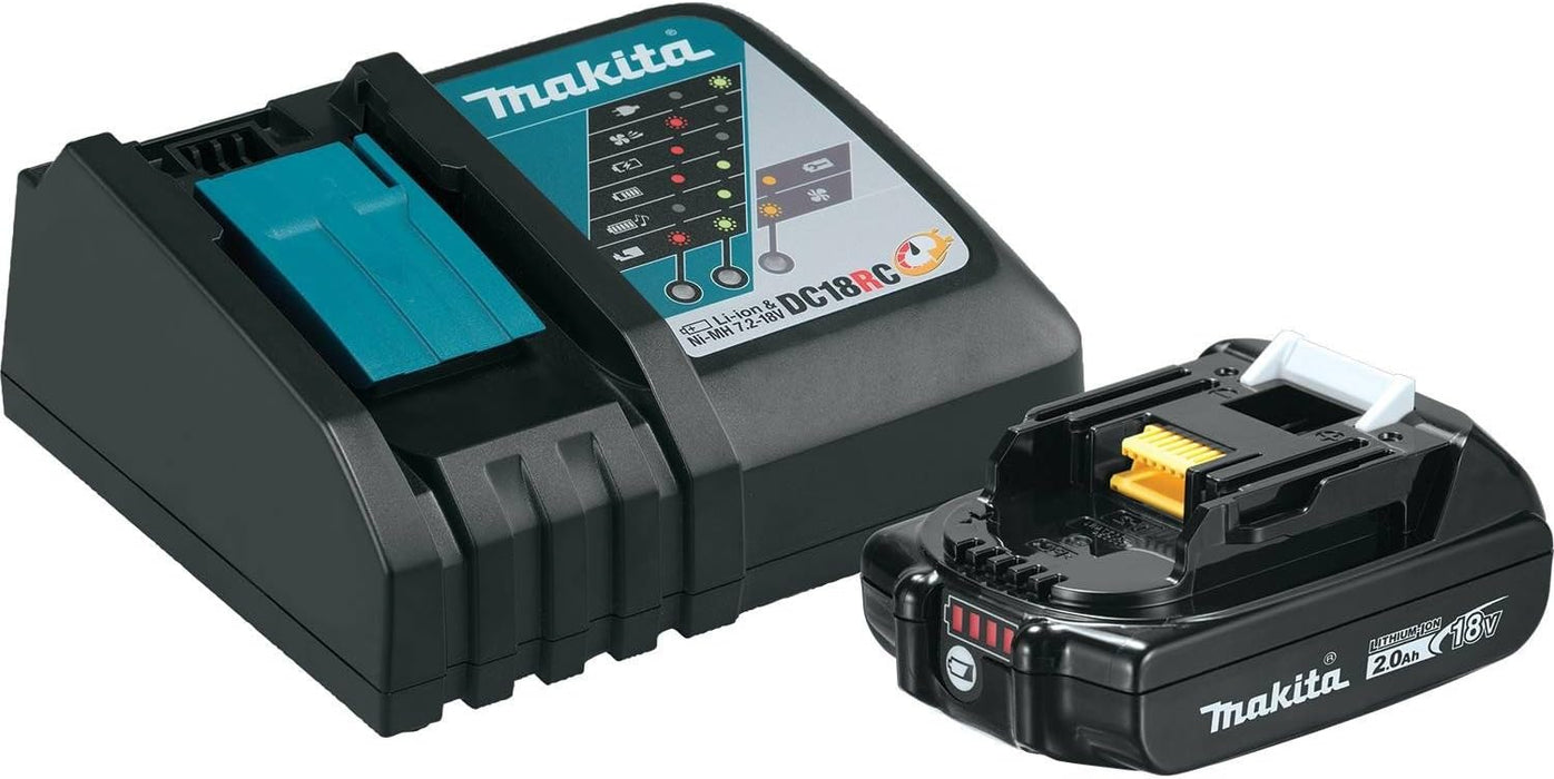 Makita BL1820BDC1 18V LXT Lithium‑Ion Compact Battery and Rapid Charger Starter Pack (2.0Ah)