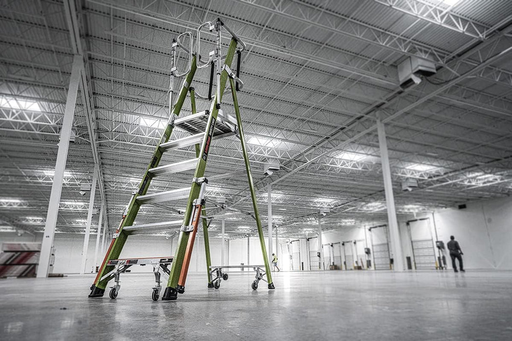 Little Giant Ladder Systems Safety Cage 2.0, M6, 6ft Enclosed Platform, Platform Ladder with Adjustable Outriggers, Fiberglass, Type 1AA, 375 lbs Weight Rating, (19706-146)