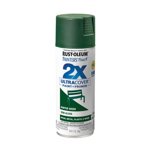 Rust-Oleum 249853 Painter's Touch 2X Ultra Cover Spray Paint, 12 oz, Semi-Gloss Hunter Green (Pack of 1)