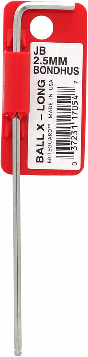 Bondhus 17054 Tagged and Barcoded 2.5mm Ball End Tip Hex Key L-Wrench with BriteGuard Finish, 112mm Classic