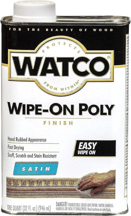 Rust-Oleum Satin Watco 68141 Wipe-On Polyurethane Finish, Quart