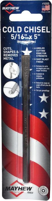 Mayhew Tools 10202 Carded Cold Chisel, 5/16" x 5", Shot Blast Finish