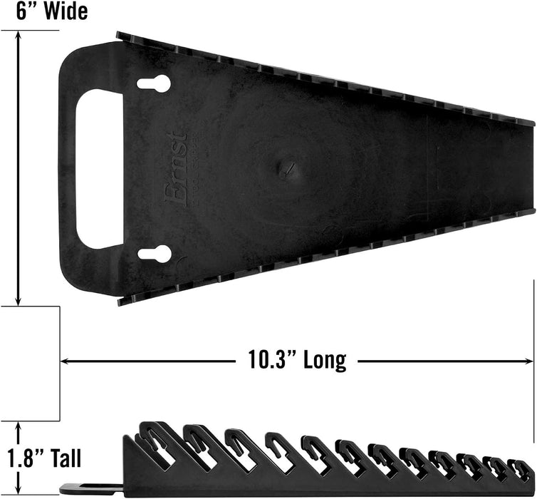 Ernst Manufacturing 5016 Gripper Wrench Organizer with Ergonomic Design, Holds 12 Wrenches, Black