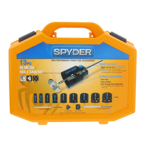 [USED-LIKE NEW] Spyder 600887 13 Piece Bi Metal Steel Hole Cutter Saw Kit with Blades and Arbors