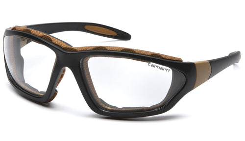 Pyramex Safety Products CHB410DTP Carhartt Carthage Safety Glasses, Clear Anti-Fog Lens with Black/Tan Frame, Clear