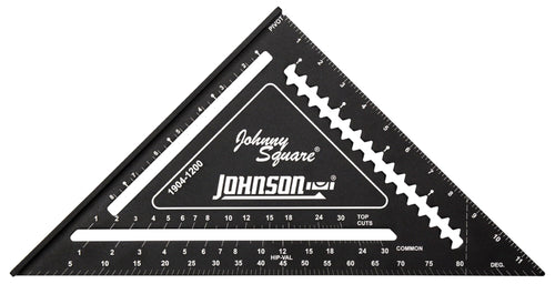 Johnson Level & Tool 1904-1200 Johnny Square Professional Easy-Read Aluminum Rafter Square, 12", Black