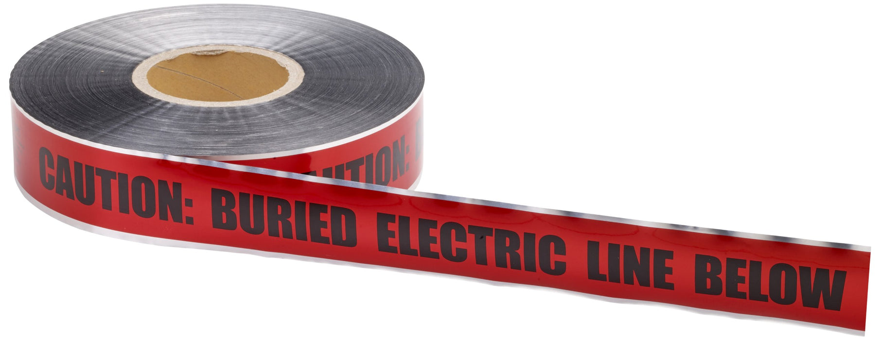 Mutual Industries Underground Electric Line Detectable Marking Tape, 1000' Length x 2" Width, Red
