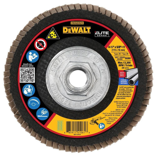 DEWALT DWA8282H 80G T29 XP Ceramic Flap Disc, 4-1/2" x 5/8" Hub