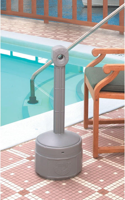 Justrite (26806) Personal Smoker’s Cease-Fire Outdoor Ashtray, Polyethylene Standing Ashtray with Steel Bucket, 1 Gallon, Grey