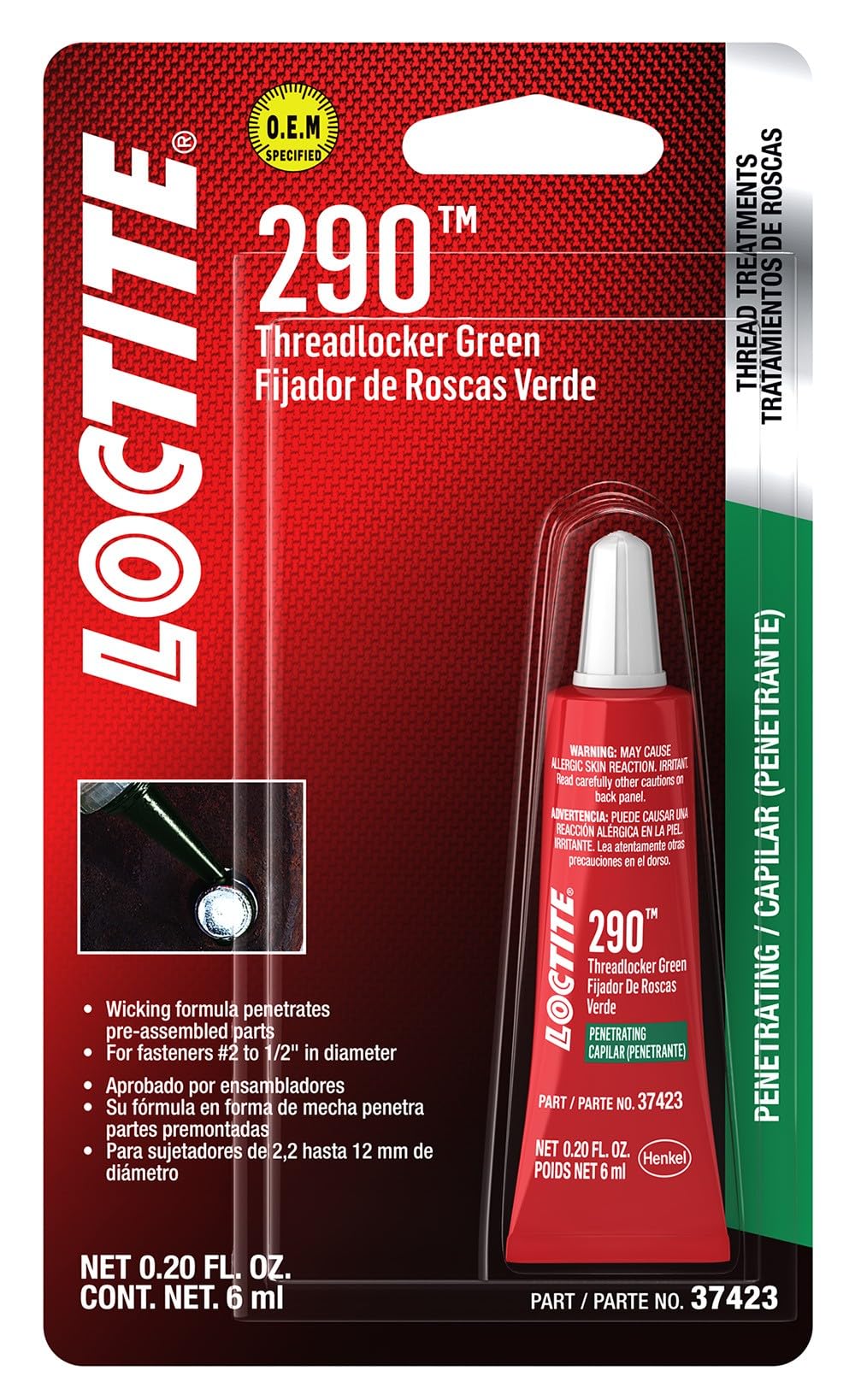 Loctite (487234) 290 Green Penetrating Threadlocker Tube - 6 ml, 0.2 O ...