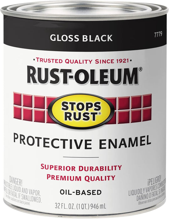 Rust-Oleum 7779502 Stops Rust Brush On Paint, Quart, Gloss Black (Pack of 2)