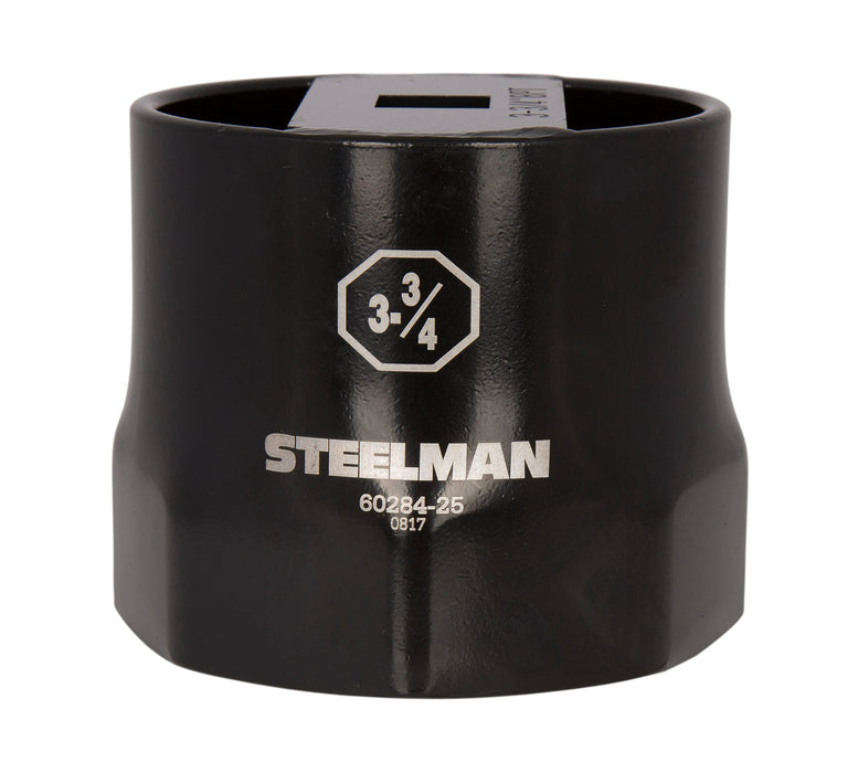 Steelman (60284-25) 3-3/4-Inch 8-Point Locknut Socket Automotive Tool, 3/4-Inch Drive, Install and Remove Truck Wheel Bearing Locknuts, Laser Etched, Powder-Coated Steel