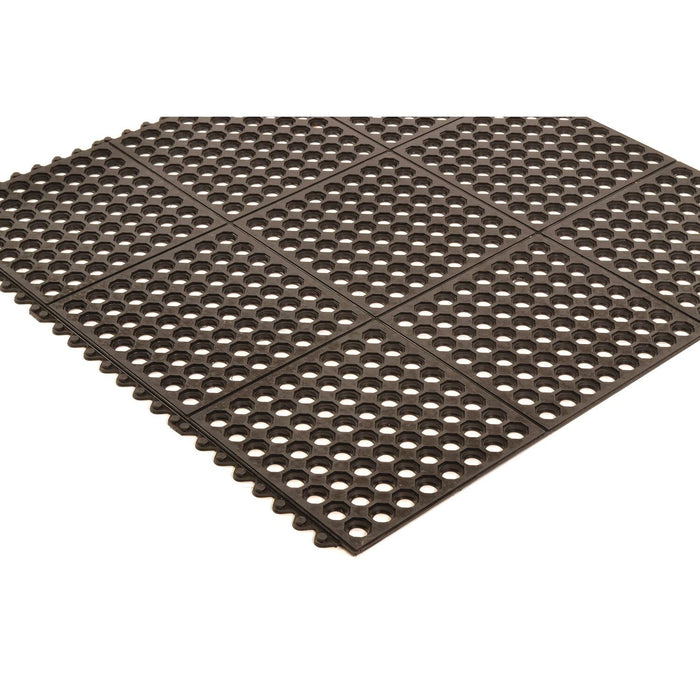 Notrax T32 UltraMat� Lightweight Modular Anti-Fatigue Drainage Mat, 3' X 3' Black