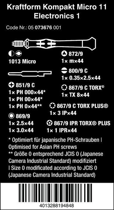 Kraftform Micro 11 Electronics 1 Screwdrvr Set