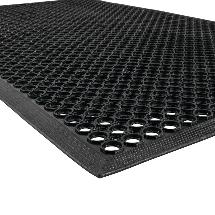 NoTrax 3' x 10' Anti-Fatigue Lightweight Restaurant Rubber Floor Mat with Drainage Holes, Beveled Edges, Non-Slip Mats, Black, T30 Competitor, T30S0310BL