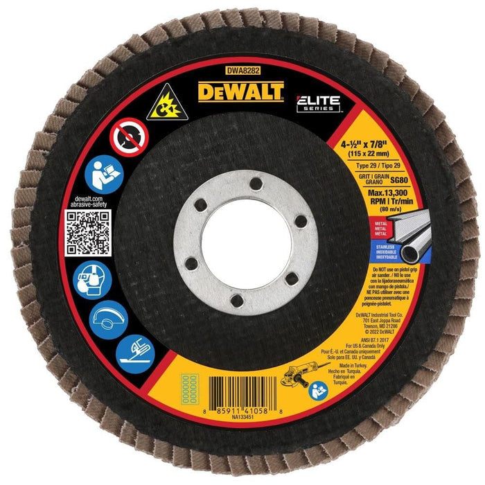 DEWALT DWA8282 80G T29 XP Ceramic Flap Disc, 4-1/2" x 7/8"
