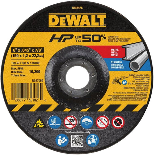 DeWALT (DW8426) 6-Inch by 1/16-Inch by 7/8-Inch Metal/INOX Cutting Wheel (Qty of 1)