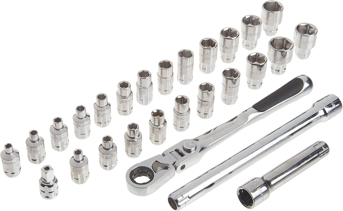 GEARWRENCH 27 Pc. 1/4" Drive 6 Pt. Pass-Thru Mechanics Tool Set, Standard SAE/Metric - 891427 42373 891427
