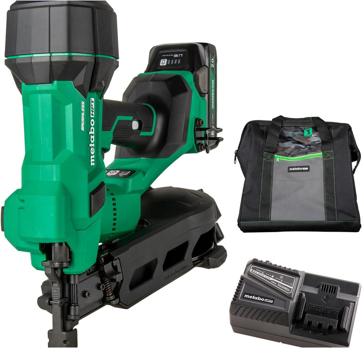 Metabo HPT 18V MultiVolt Cordless Coil Roofing Nailer Kit, 500 Nails Per Charge, Up to 1-3/4-Inch Roofing Nails, Includes Vinyl Siding Adapter, NV1845DA