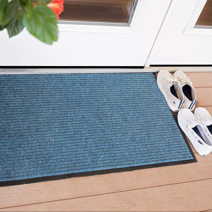 Notrax 109 Brush Step Carpeted Indoor/Outdoor Entrance Mat for Home or Office, 3' X 6', Absorbent Slip Resistant Heavy Duty Entry Mat, Slate Blue, 109S0036BU