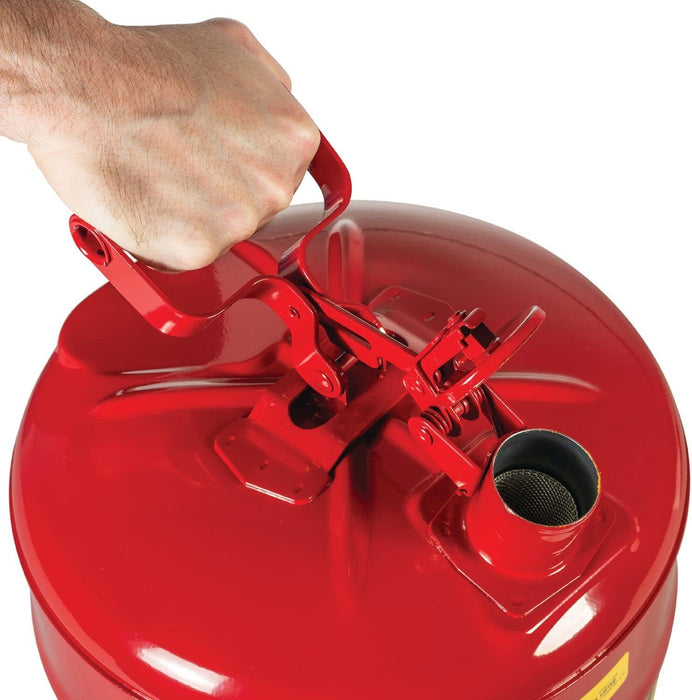 Justrite 5 Gallon Type I Blue Safety Can for Kerosene with Flame Arrester and Self-Closing Lid, Made in the USA, Galvanized Steel Flammable Storage Can, 7150300