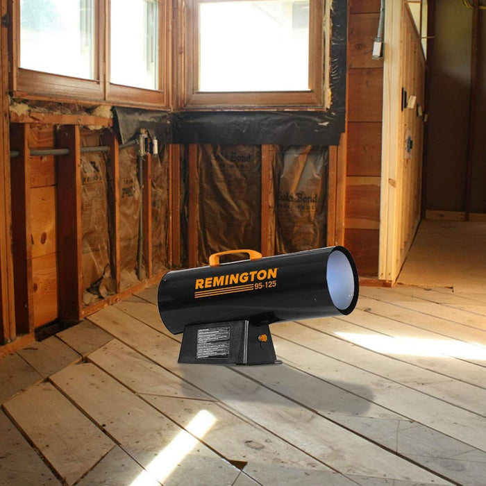 Remington REM-125V-GFA-O 125,000 BTU LP Propane Forced Air Heater, For Warehouses, Construction Sites, and Workshops