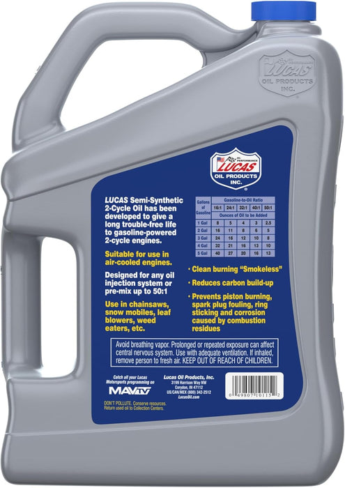Lucas Oil 10115 Semi-Synthetic 2-Cycle Oil - 1 Gallon Jug