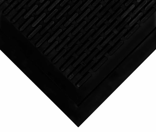 Wearwell UpFront Scraper Mat - Unslotted, Black. Natural Rubber. Pliable Ridges. Shoe Cleaning Mat for Debris, Snow and Rain. 3' W x 5' L x 5/16" Thickness.