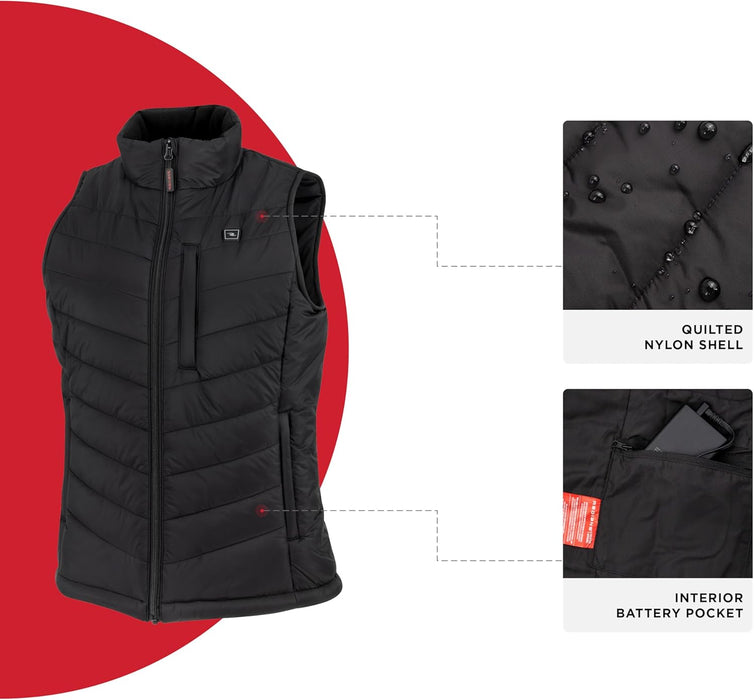 Radians (RHG-V201B-2X) Women's Heated Puffer Vest Kit with Battery, Black, XX-Large