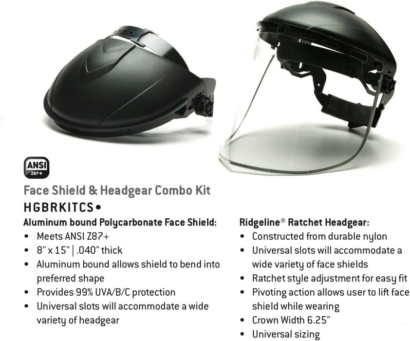 Pyramex Safety HGBRKITCS Ridgeline Headgear & Face Shield Kit